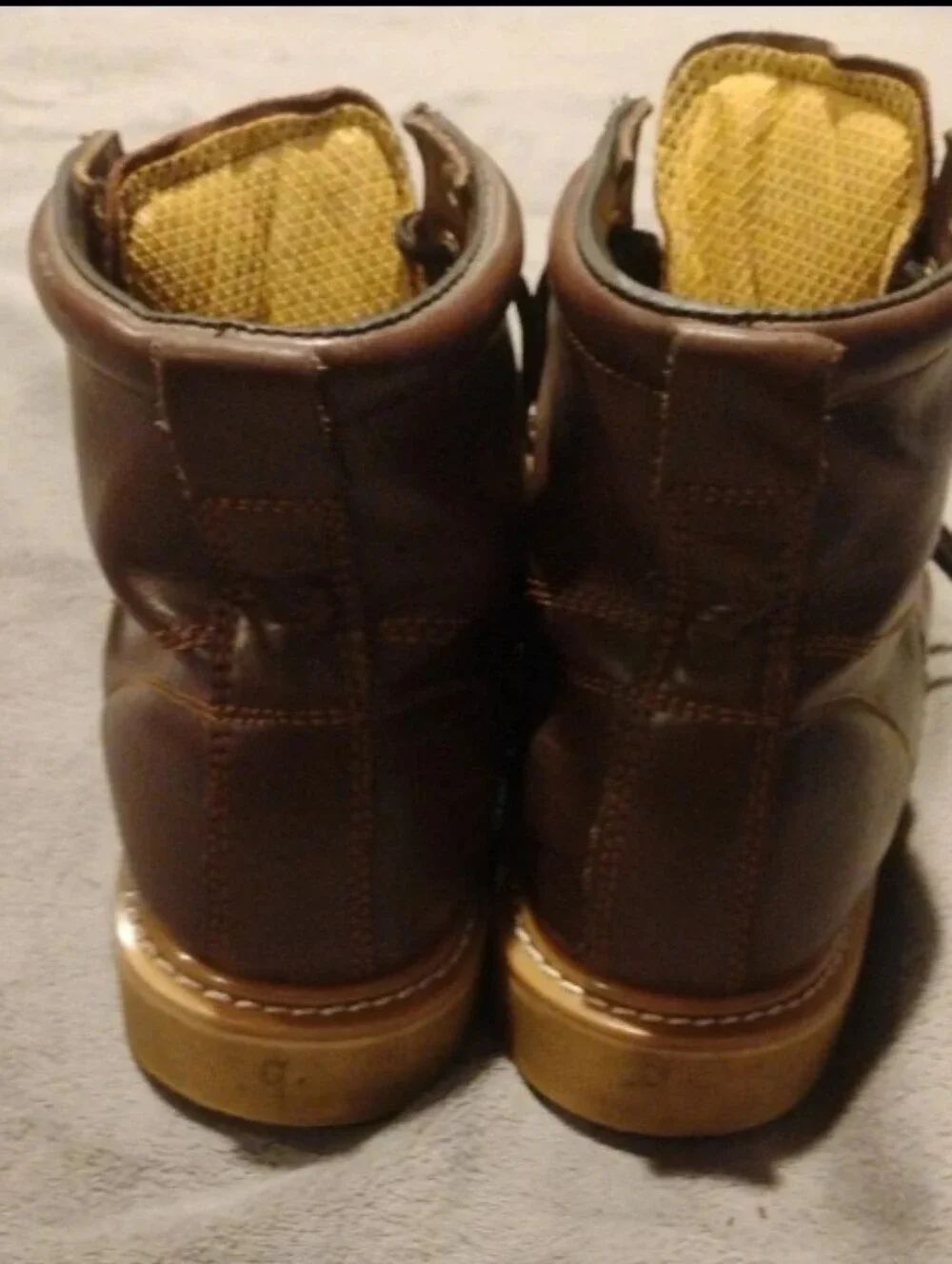 BBC Mens Leather Work Boots Brown Oil Resistant Lug Sole Lace Up - 9D